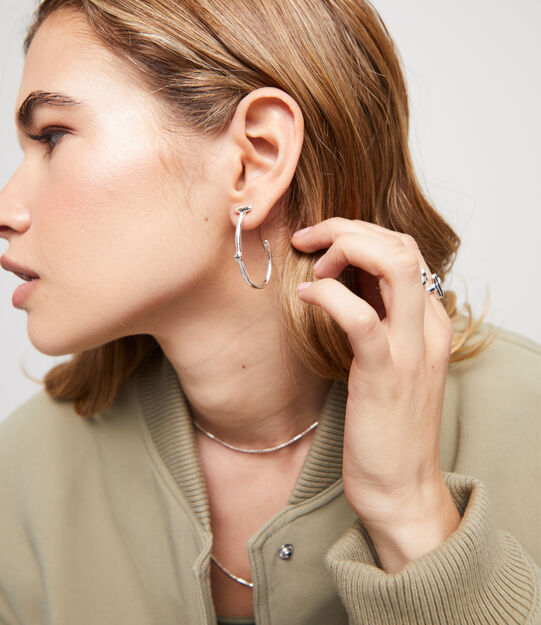 Sterling silver-plated hoop earrings with white topaz